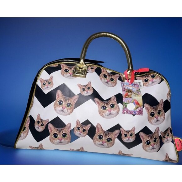 De Kunstboer Cat Overnight Bag Tote Weekend Childless Cat Lady duffle - Picture 2 of 16